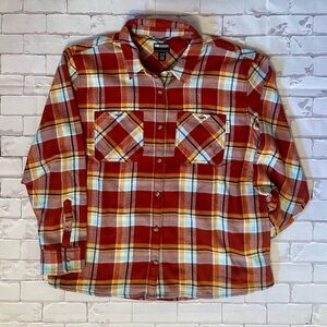 Outdoor Research Orange and Blue Plaid Button Down Shirt